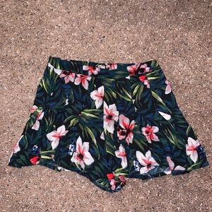 Cloth floral print shorts meant to look like skirt